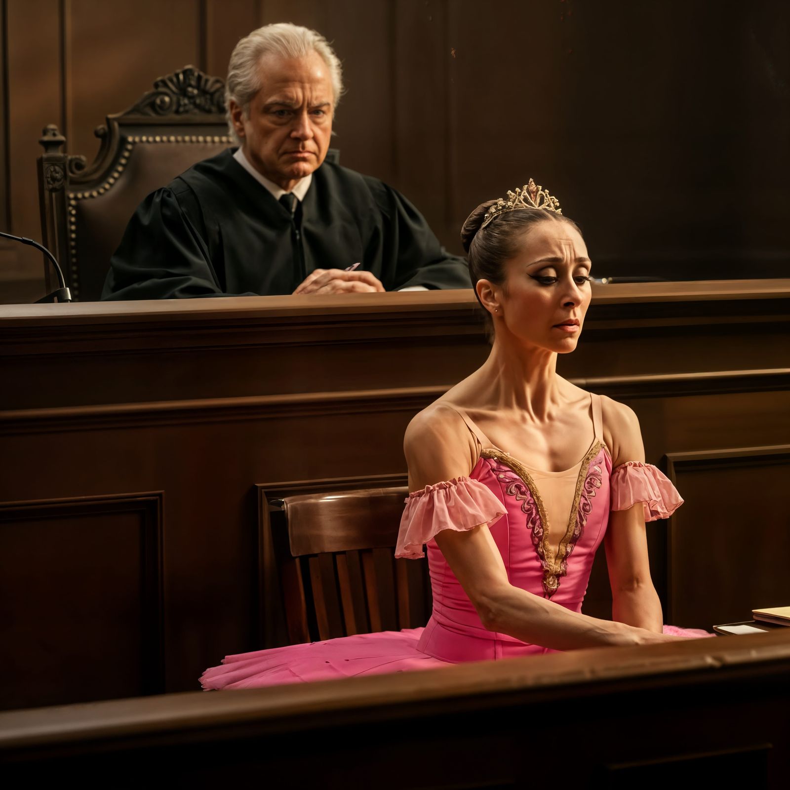 Mature Ballerina Under Courtroom Scrutiny