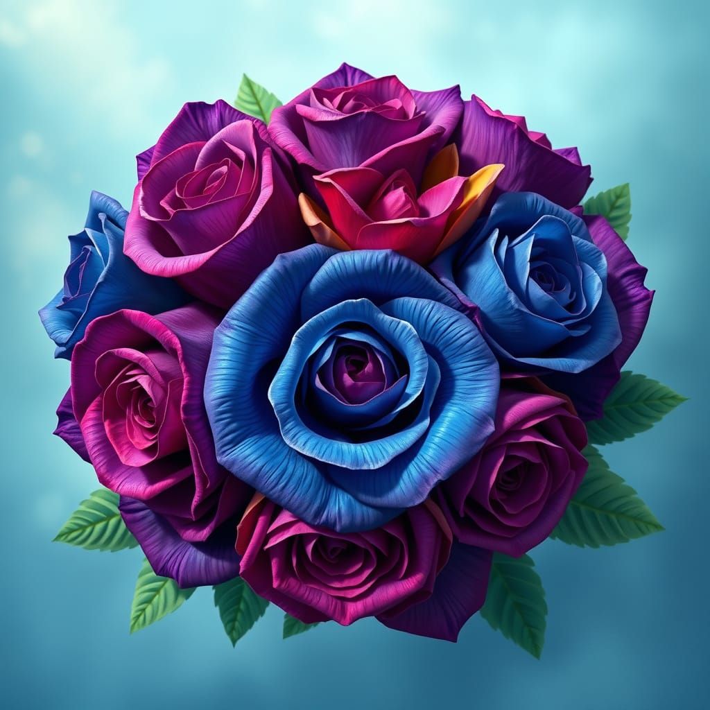 Surreal Bouquet of Lavender and Sapphire Roses in Enchanted ...