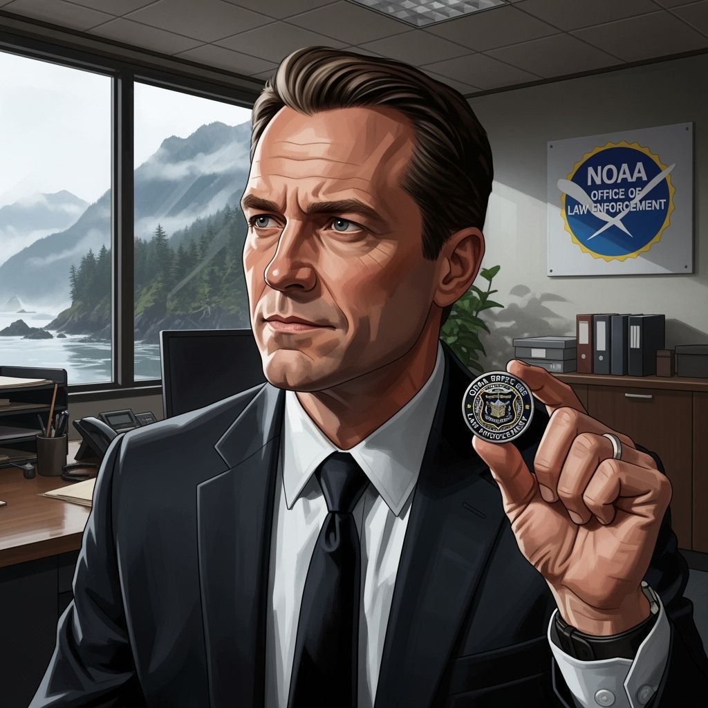 Enforcement Officer with Challenge Coin in Alaska Office