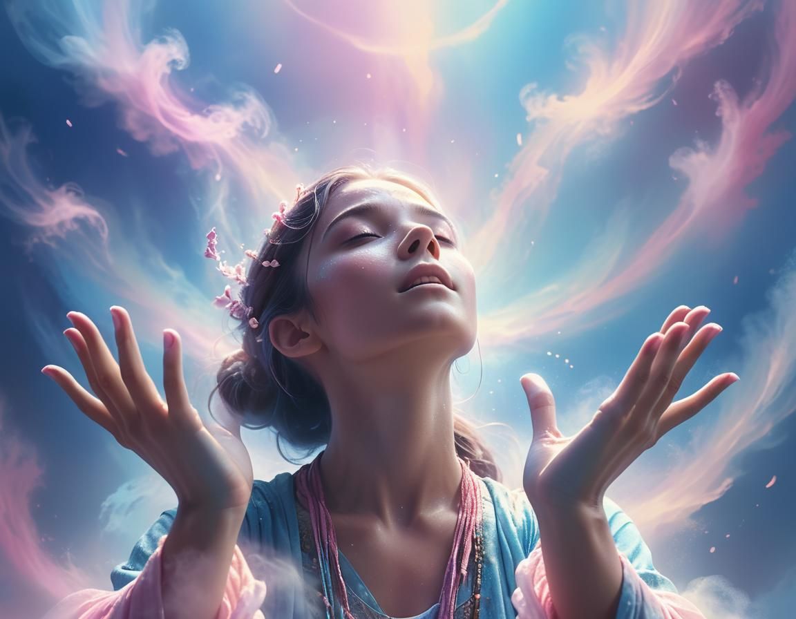 Worshipper Looks to Heavens in Gratitude