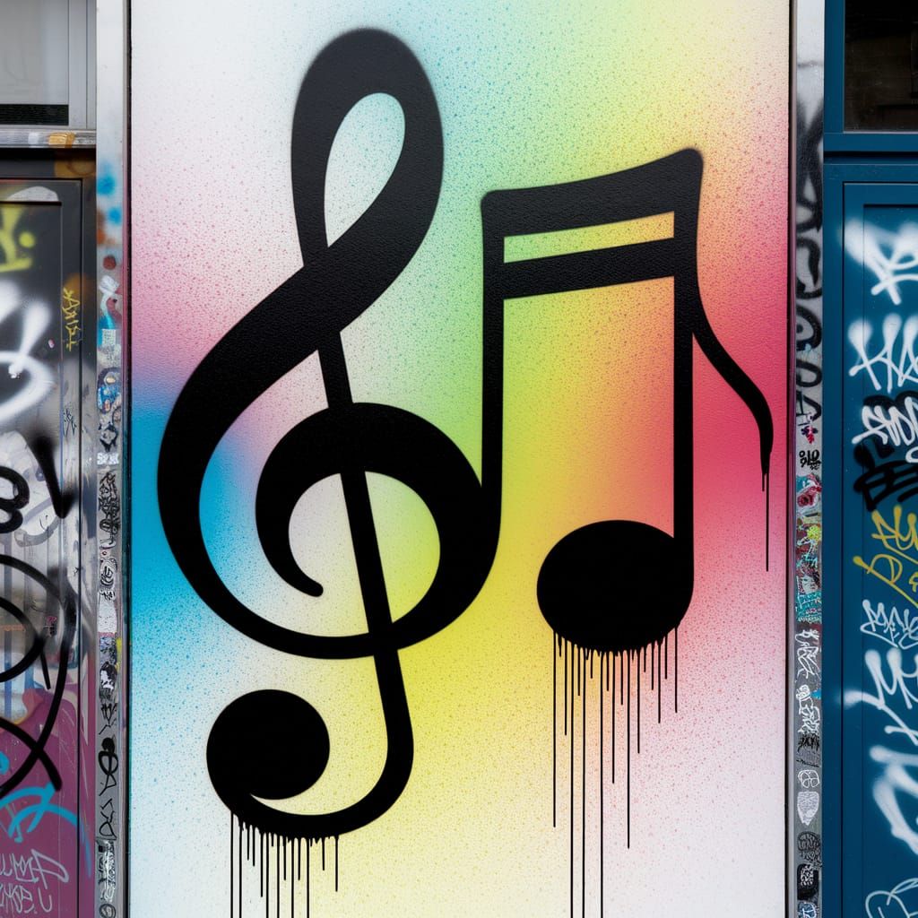 Vibrant Street Art of Musical Notes