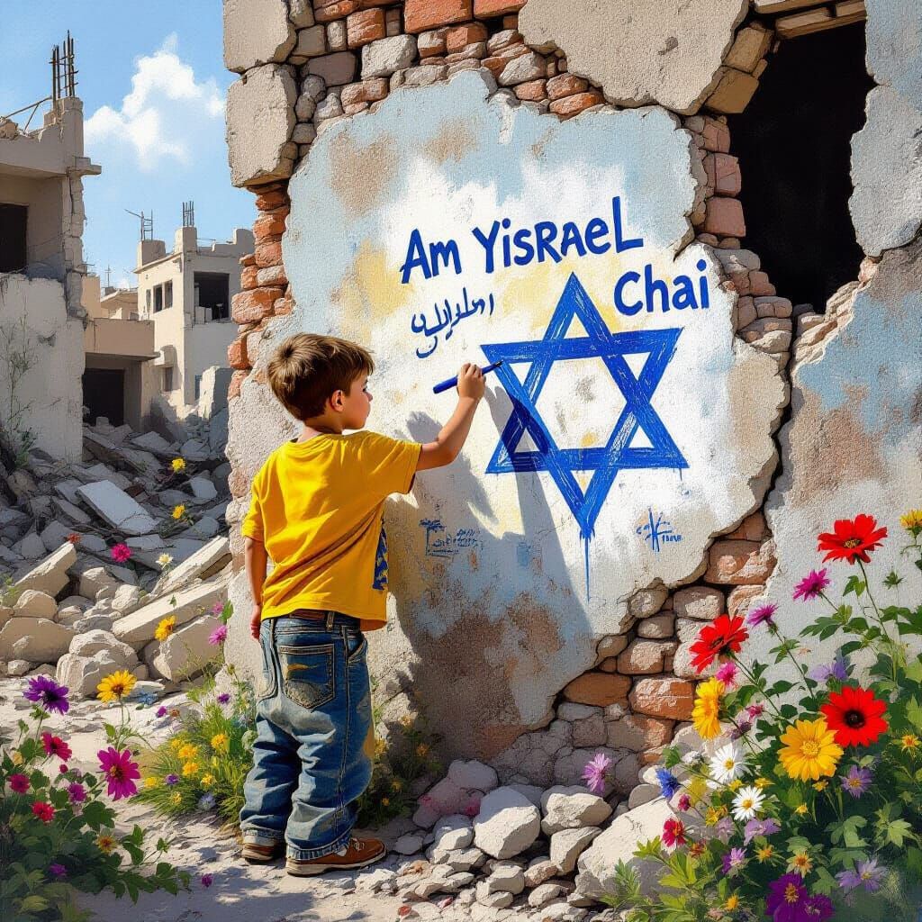 Boy Draws Hope on War-Torn Wall