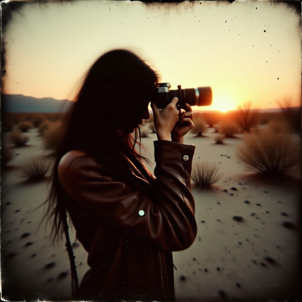 Woman Captures Mojave Desert Sunset With Vintage Camera