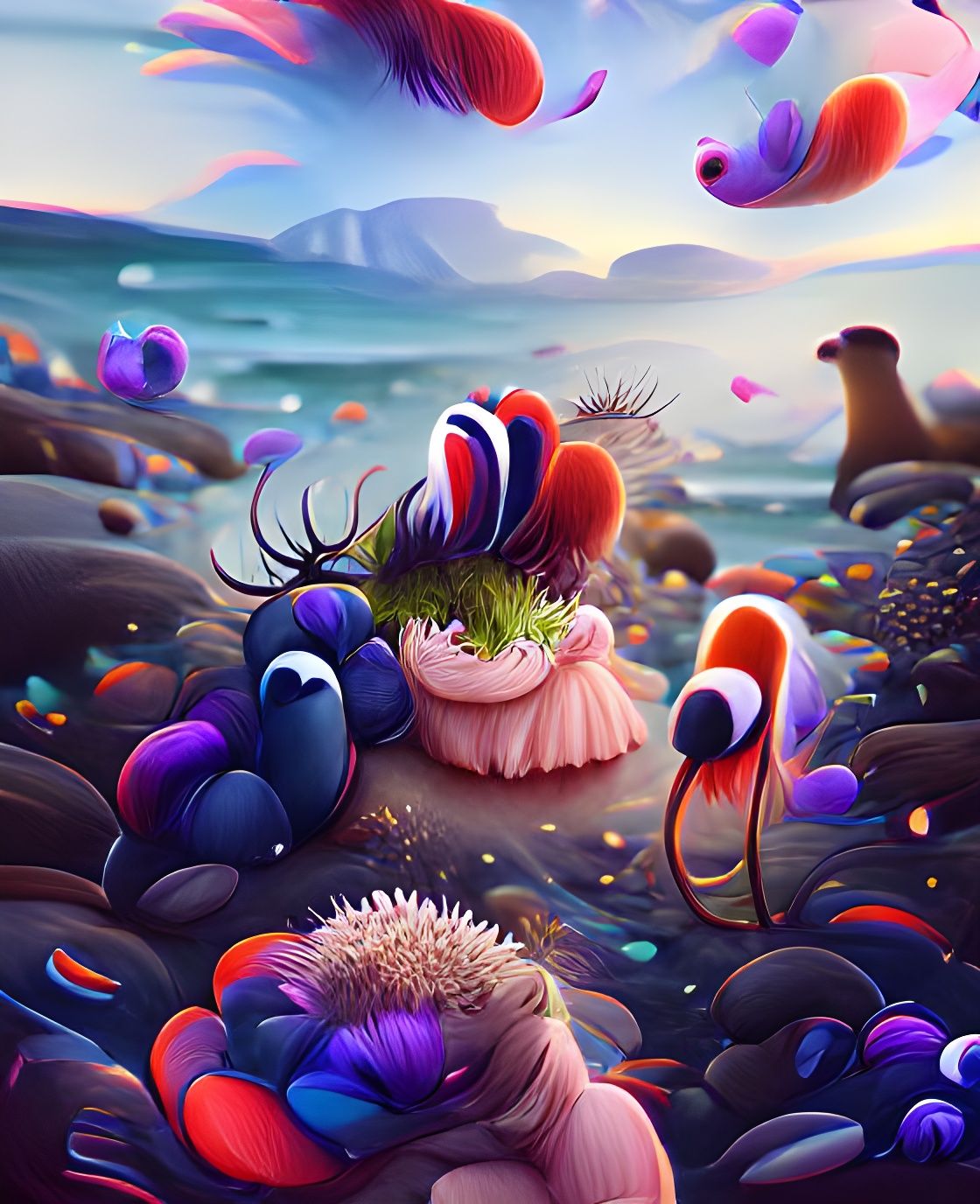 Colorful Sea Anemones Illustration in 8k Resolution