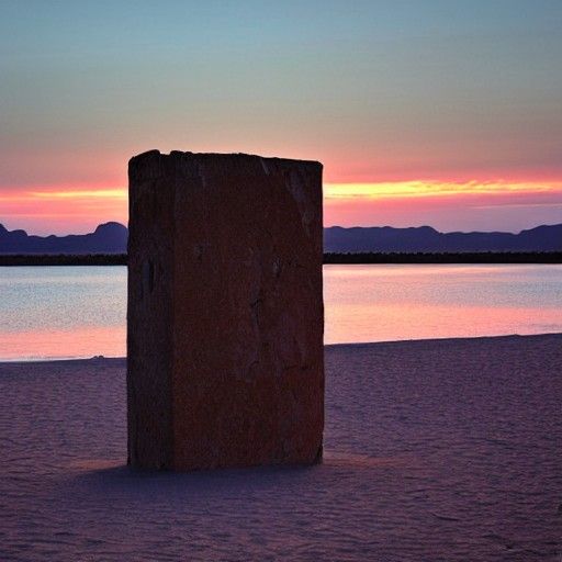 Desert Monolith Sunset Over Bay