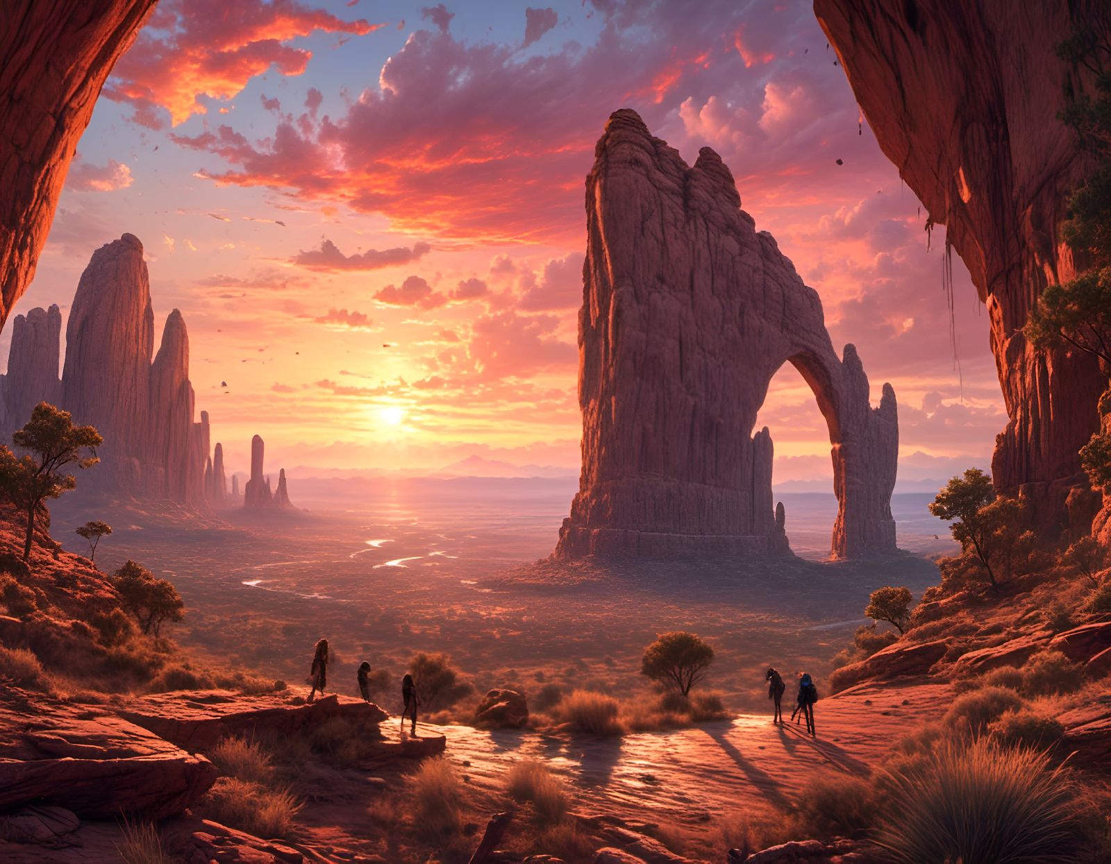 Arches National Park Sunset in Detailed Digital Painting