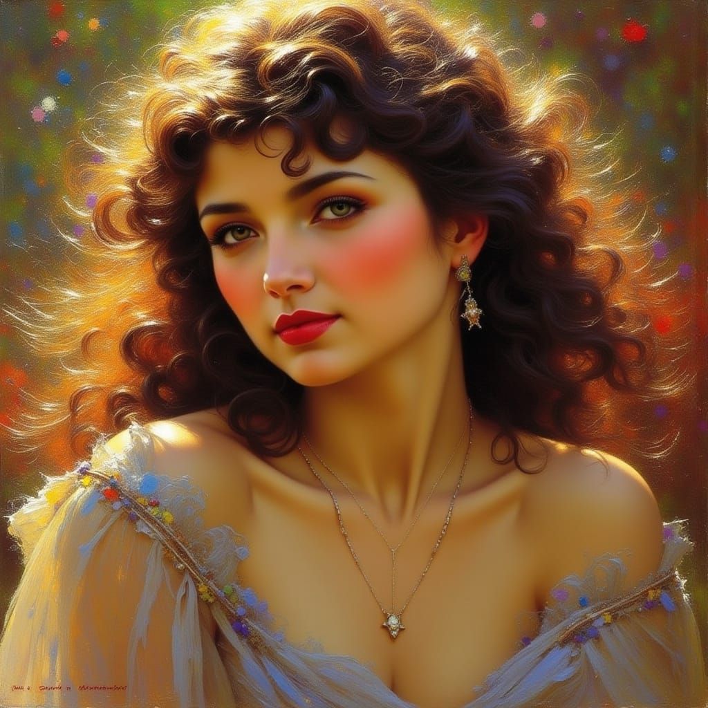 Beautiful Woman Portrait in Art Nouveau Style