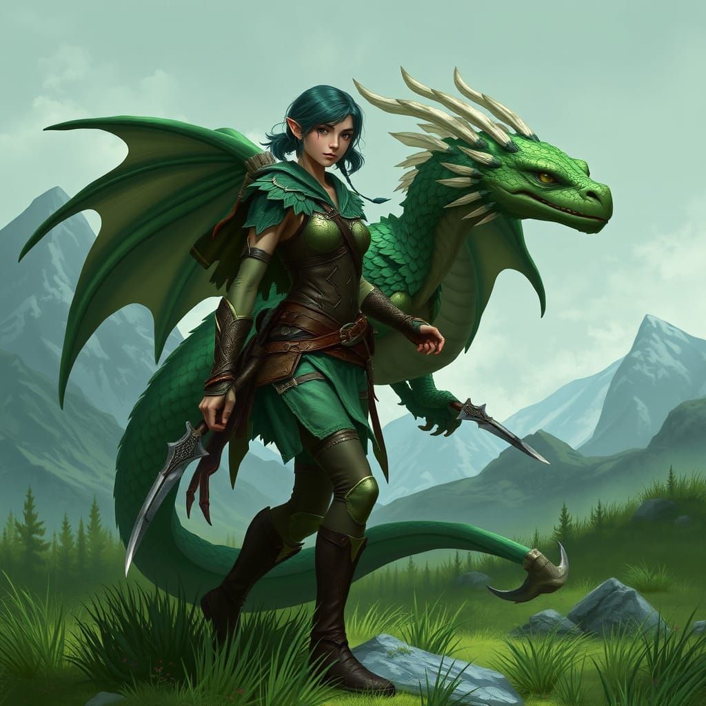 Verdant Whisper: Forest Scout and Dragon Companion