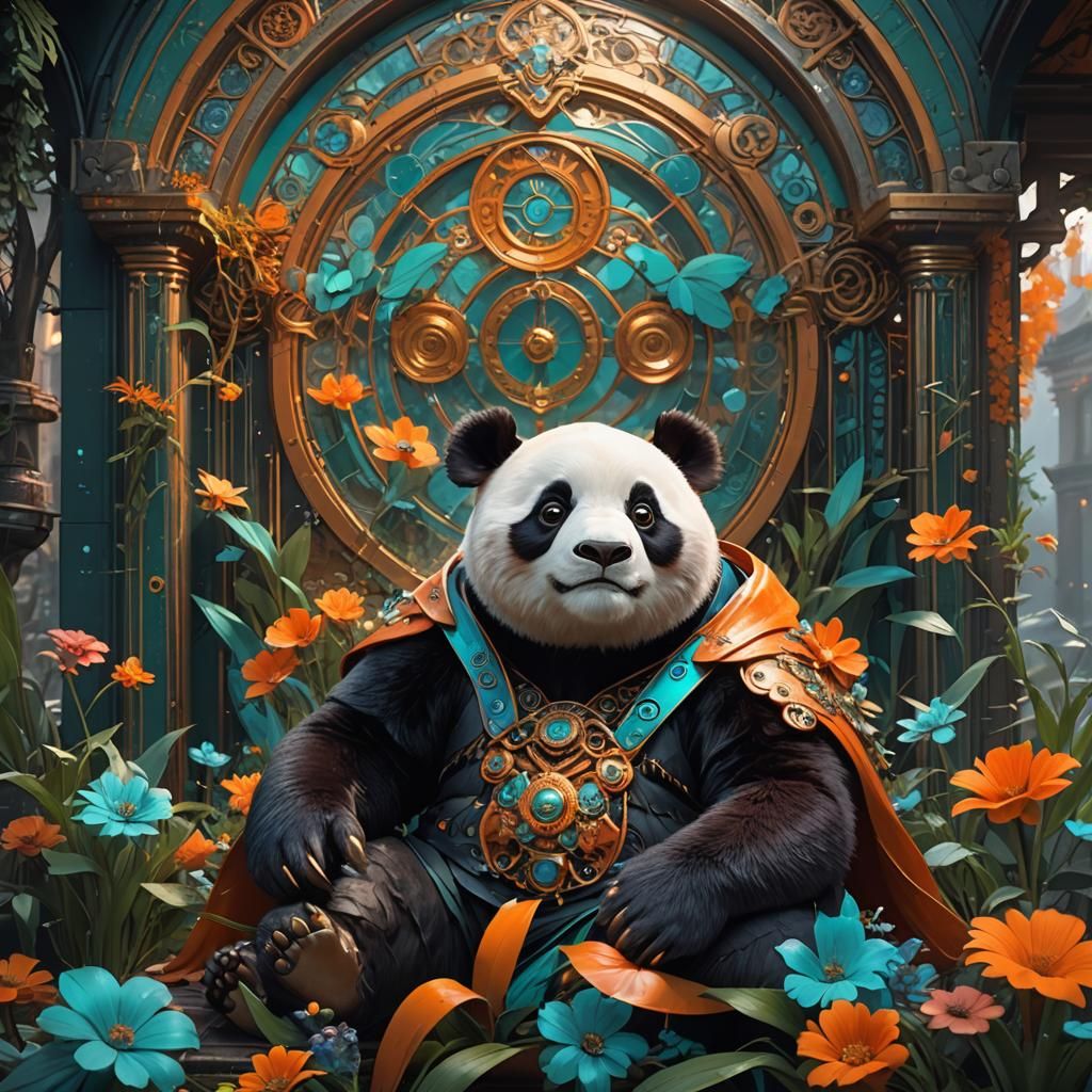 Goth Panda Concept Art in Dynamic Lighting