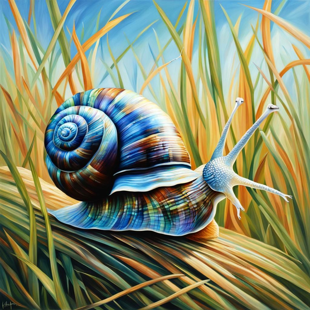 Opal Shelled Snail in Hyperrealistic Detail
