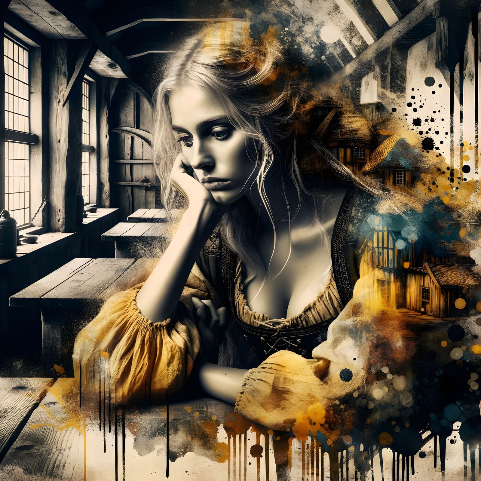 Norse Goddess in Melancholy, a Haunting Double Exposure