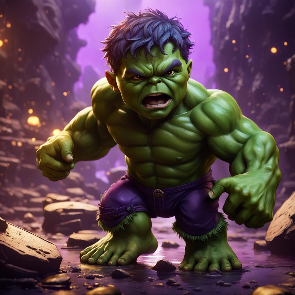 Hyperdetailed Baby Hulk in Dark Fantasy Concept Art