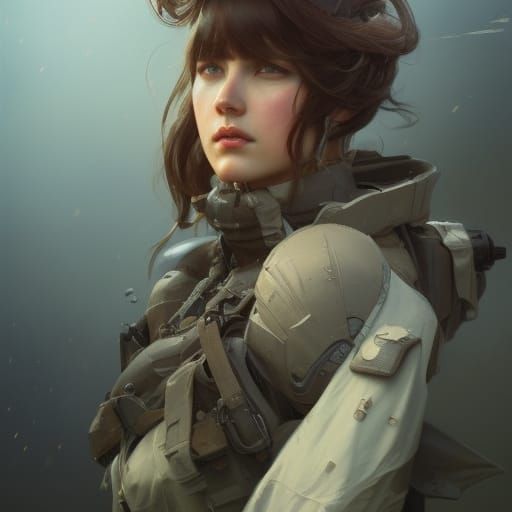 Detailed Portrait of Woman Sending Soldier to War