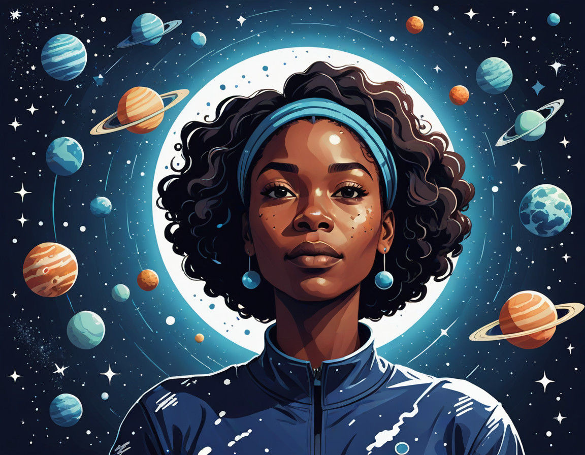 African American Woman in Cosmic Blue