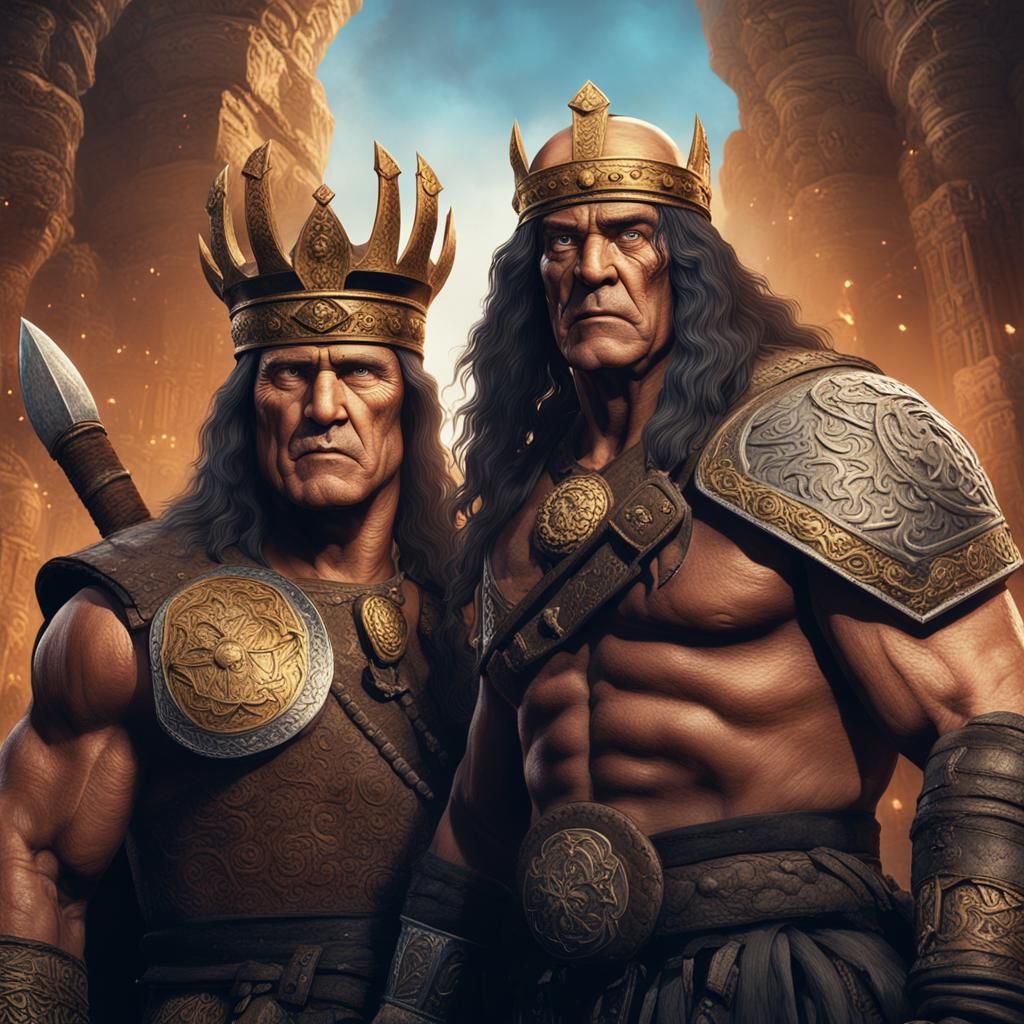 Bald Conan and Crowned Warrior: Fantasy Art