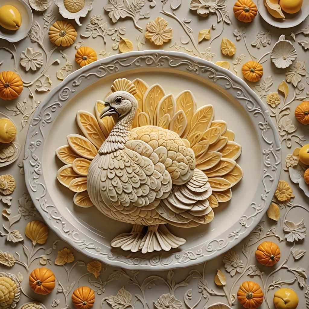 Surreal Butter Turkey Carving in Country Kitchen