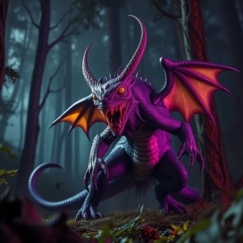 Menacing Chupacabra in Mystical Forest, Detailed 8K