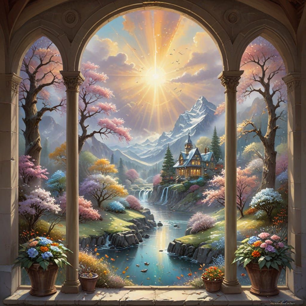 Ethereal Seasons Scroll in Watercolor and Ink