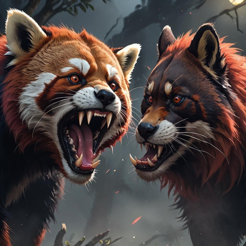 Red Panda Lion Hybrid in Anime Style