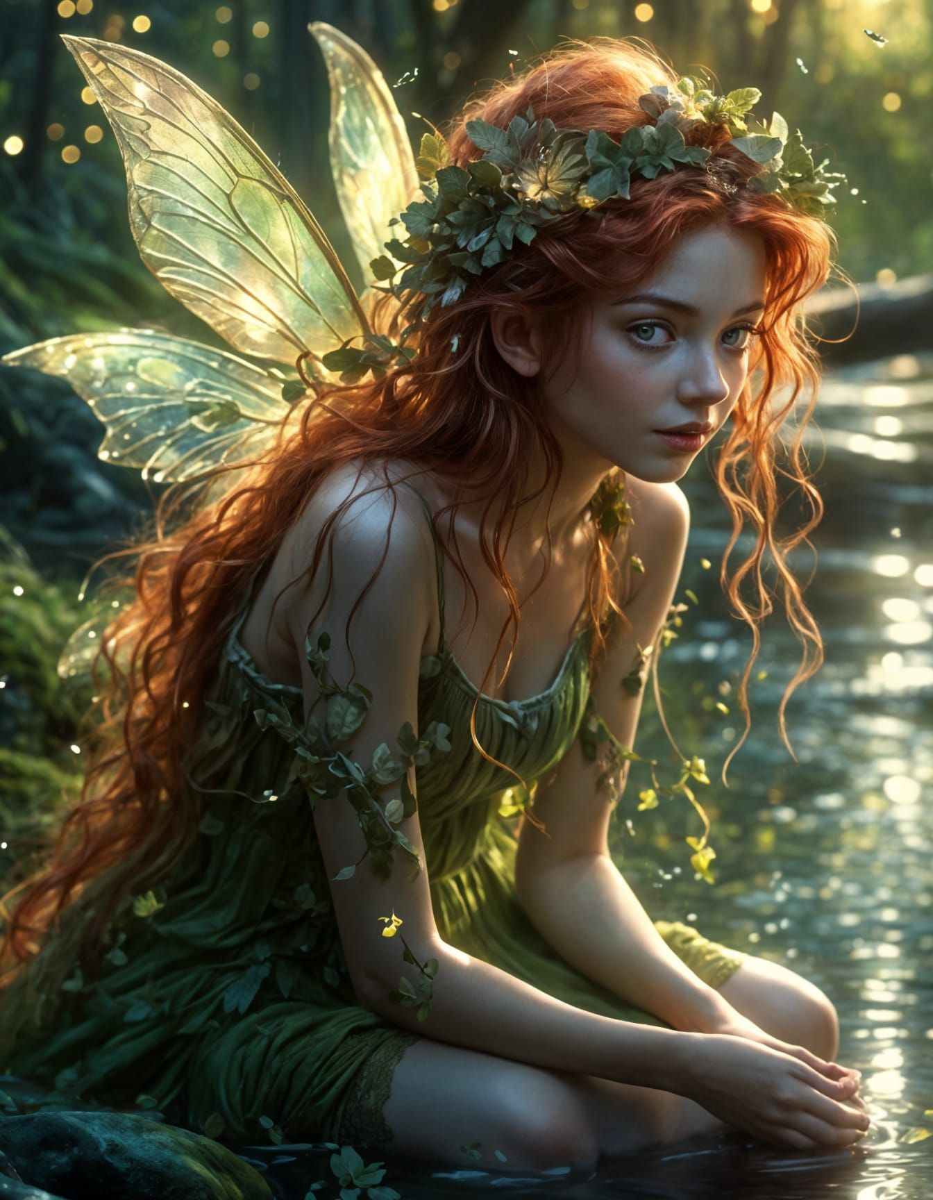 Irish Forest Fairy by Creek in Photoreal 3D