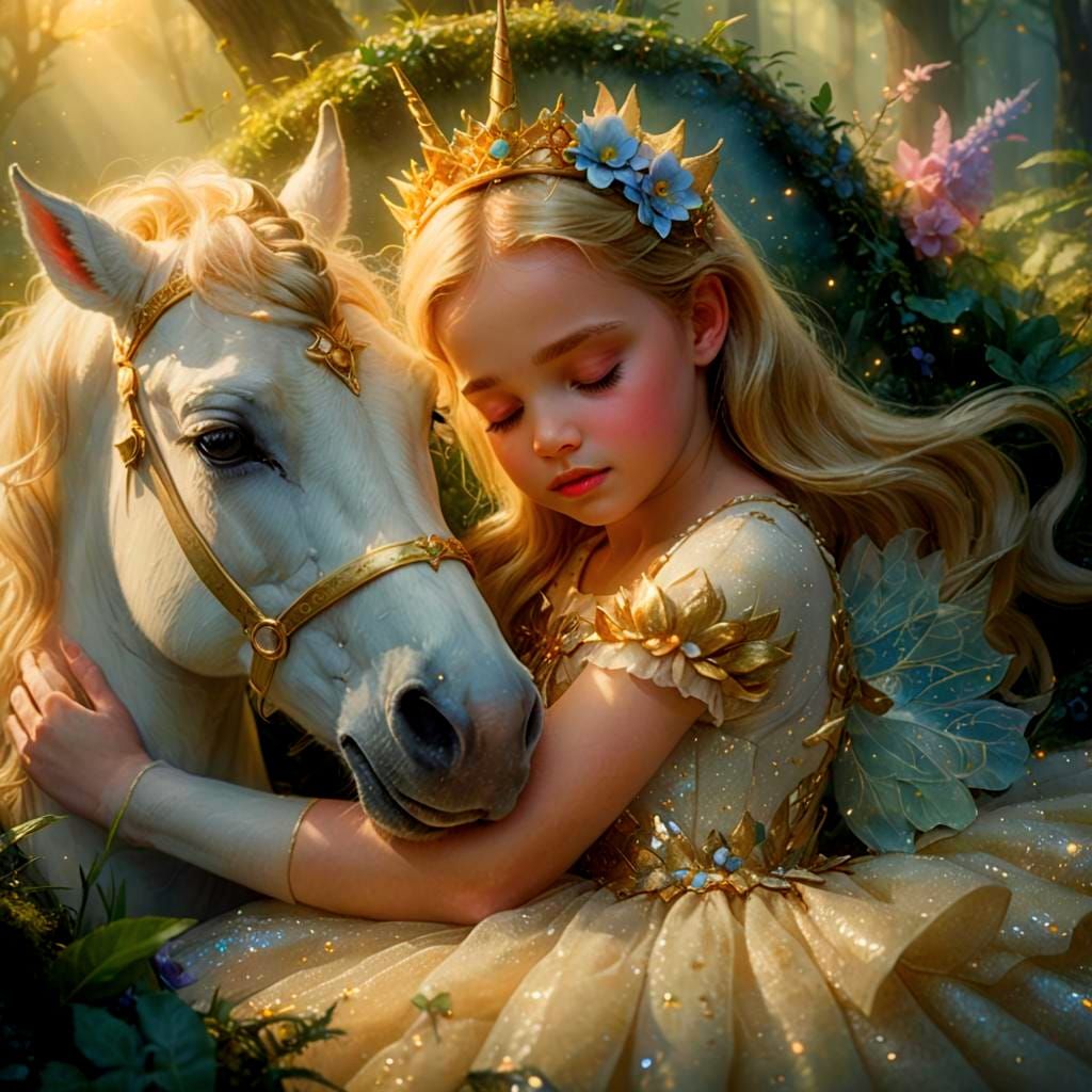 Baby Princess and Unicorn in Candy Art Style