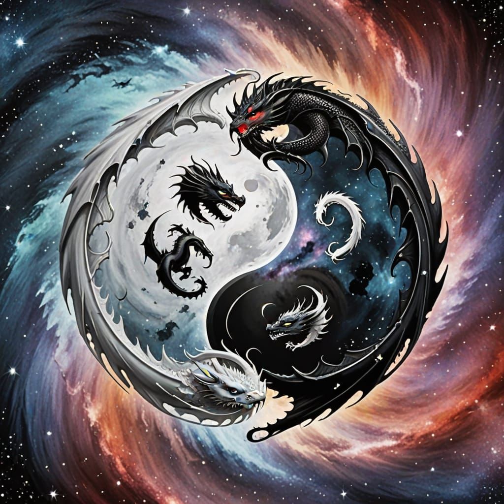 Yin Yang Dragons in Galaxy