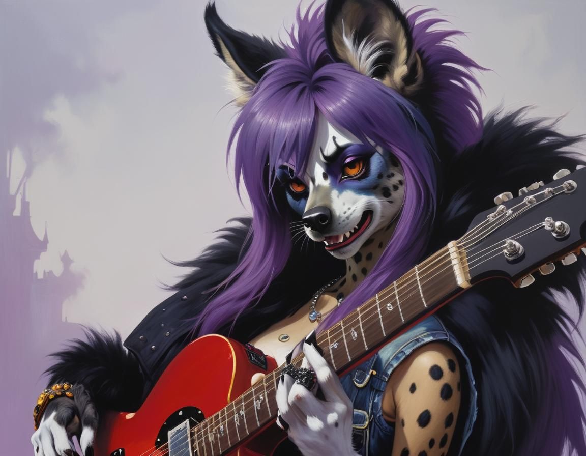 Furry Hyena Guitarist in Victorian England