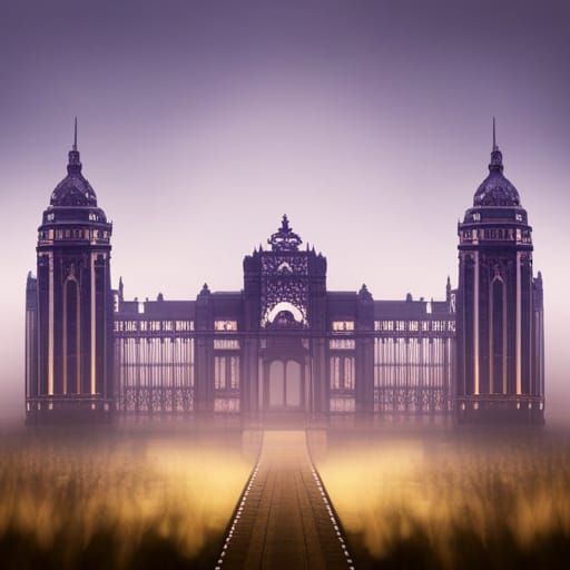 Creepy Palace Shrouded in Mist