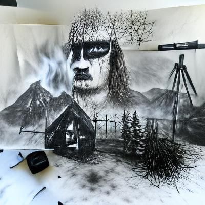 Hyperrealistic Charcoal Drawing of Black Metal