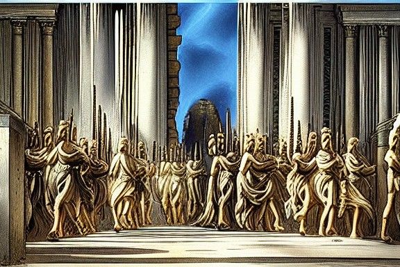 Alien Legion's Triumphal Entry in Renaissance Style