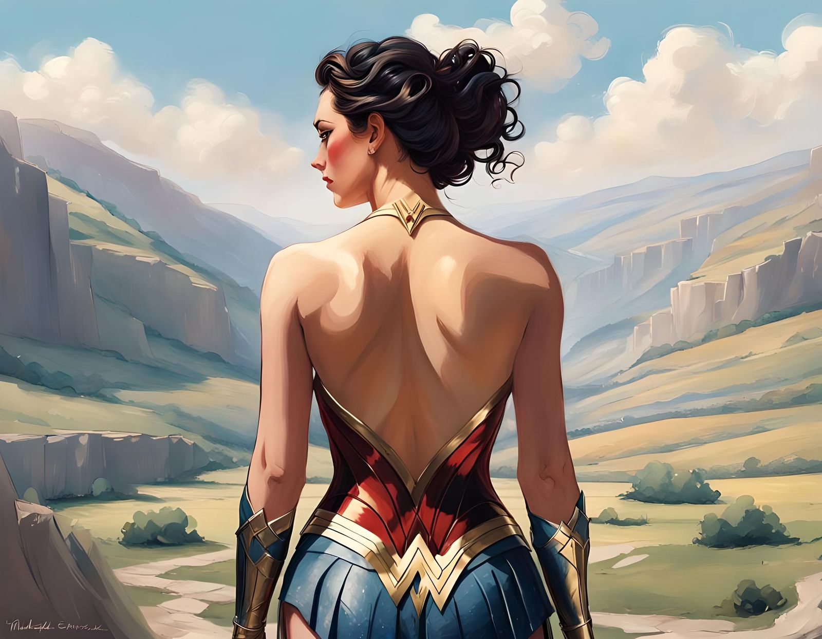 Wonder Woman Backside Portrait in Fantasy Style
