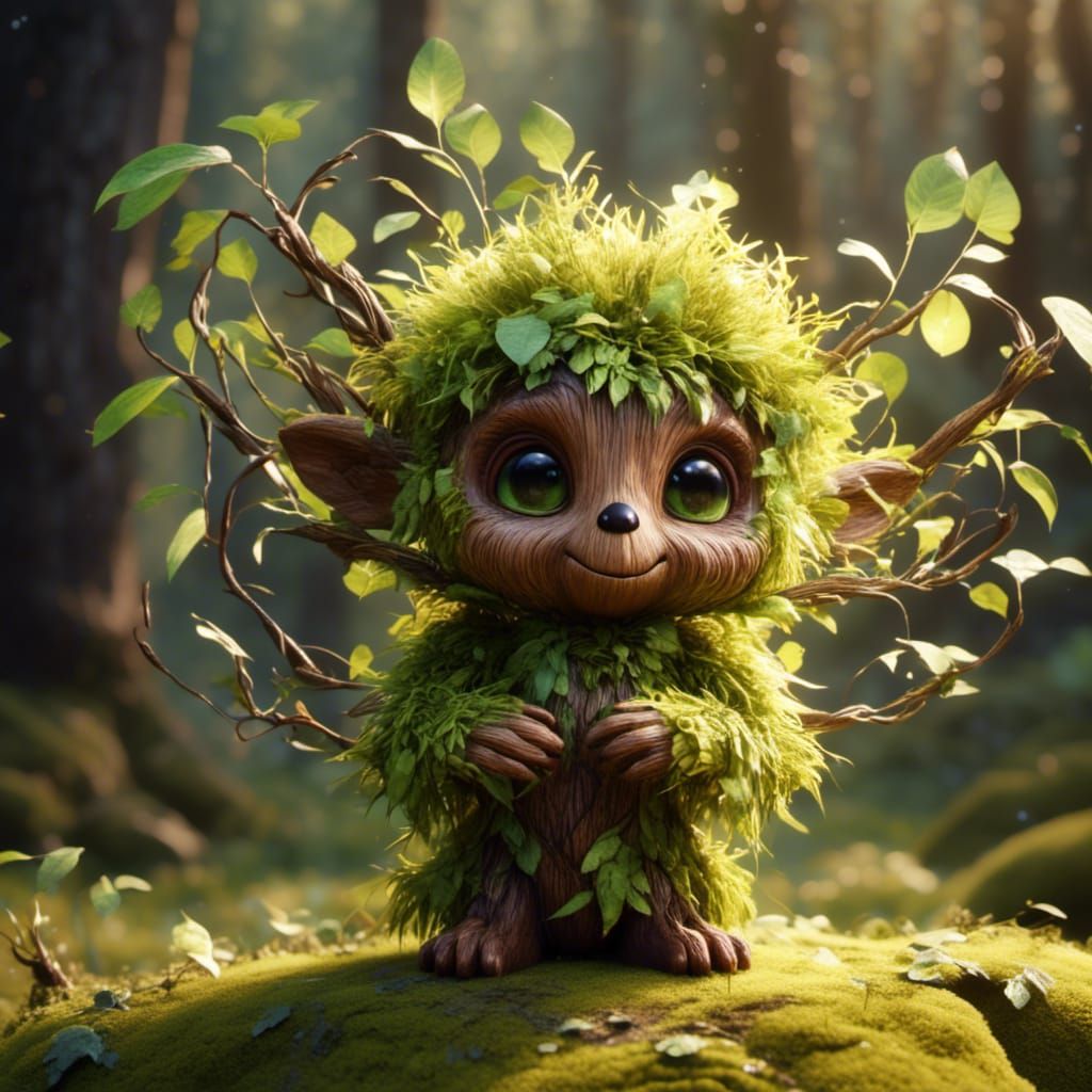 Adorable Chibi Treant Made of Willow Saplings