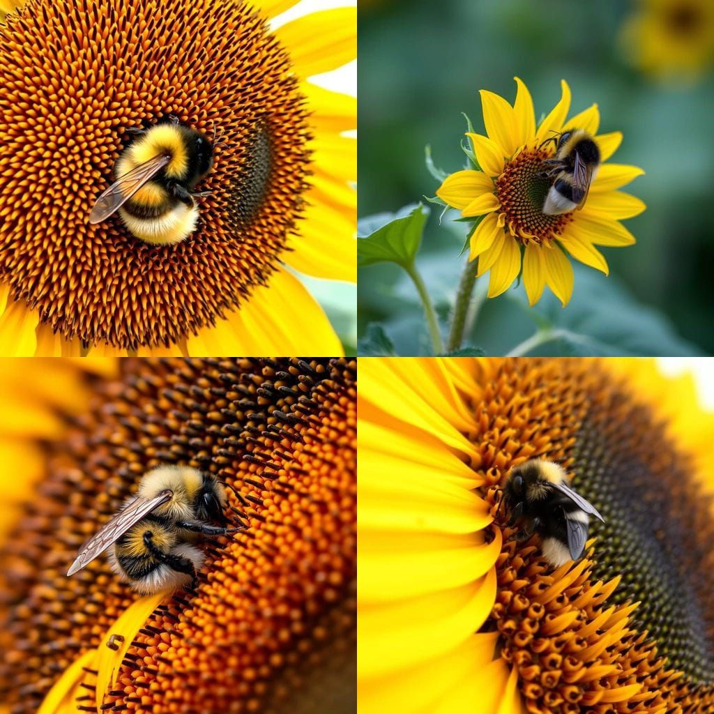 Sleepy Bumblebee on a Sunflower