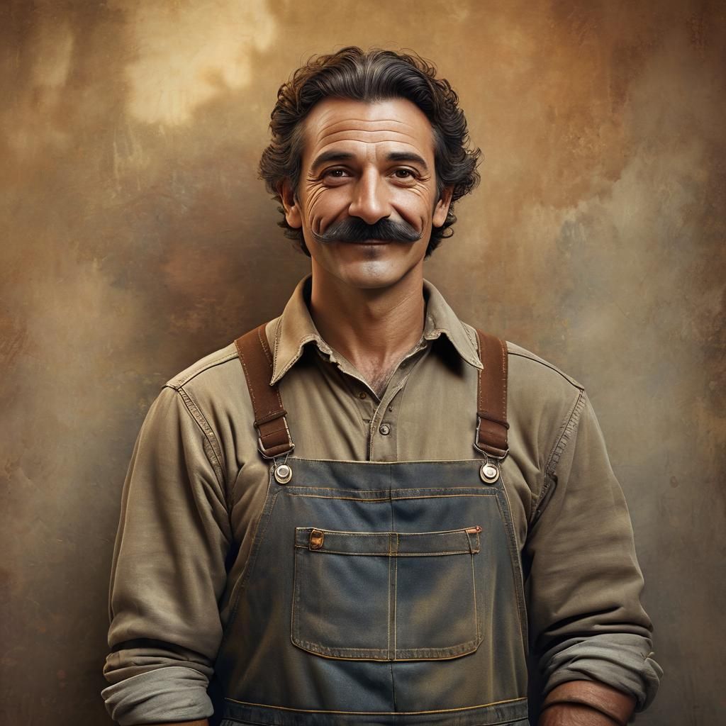 Warm Portrait of a Charismatic Italian Plumber