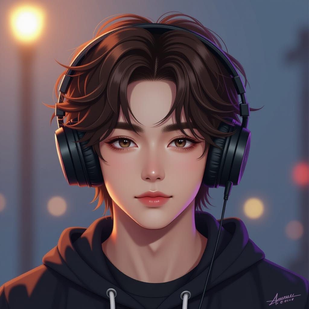 Photorealistic Portrait of Lee Know with Vibrant Hair