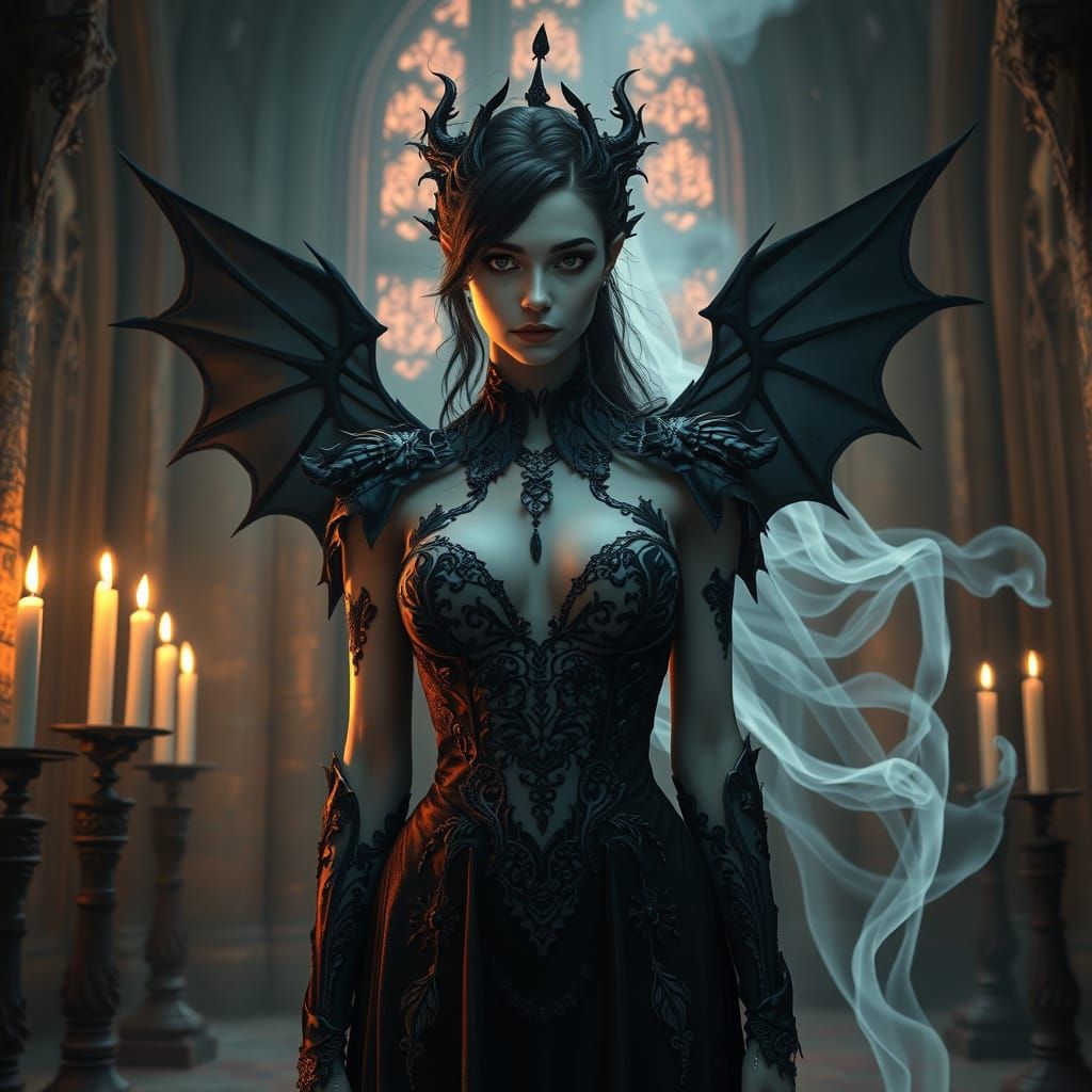 Slime Princess Transforms in Gothic Castle, Dark Art