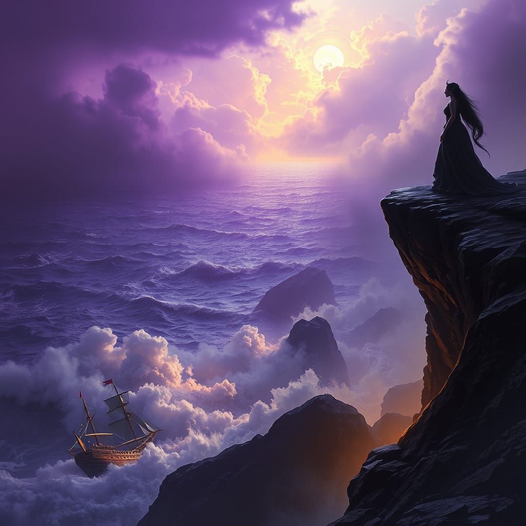 Dark Siren Sings to Shipwrecked Vessel in Storm