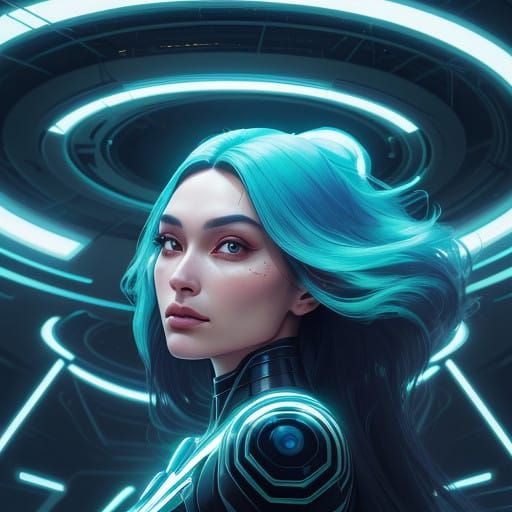 Future Girl Contemplates Megastructure Wonder