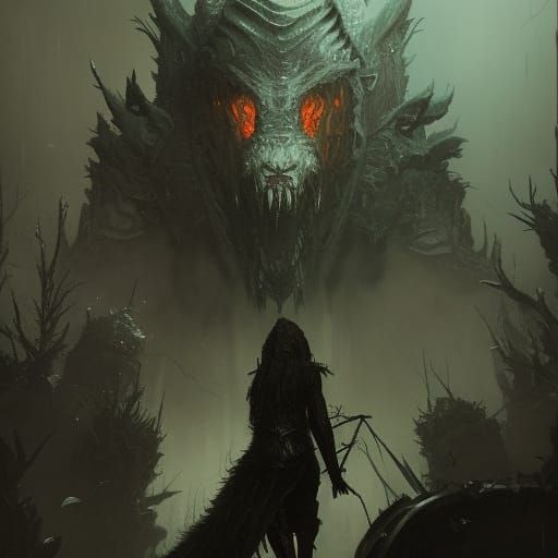 Lovecraftian Werewolf Horror Monster in Dark Academia