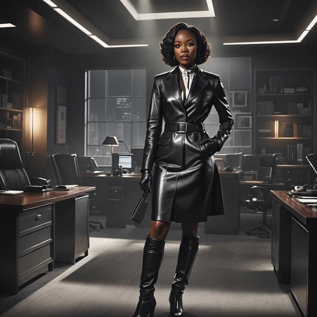 Confident CEO in Black Leather Suit: Concept Art