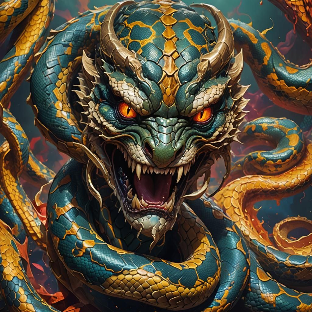 Hyperrealistic Demon Python in Dramatic Concept Art