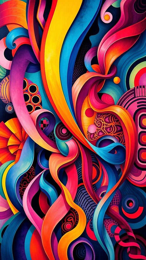 Geometric Ribbons in Op Art Style