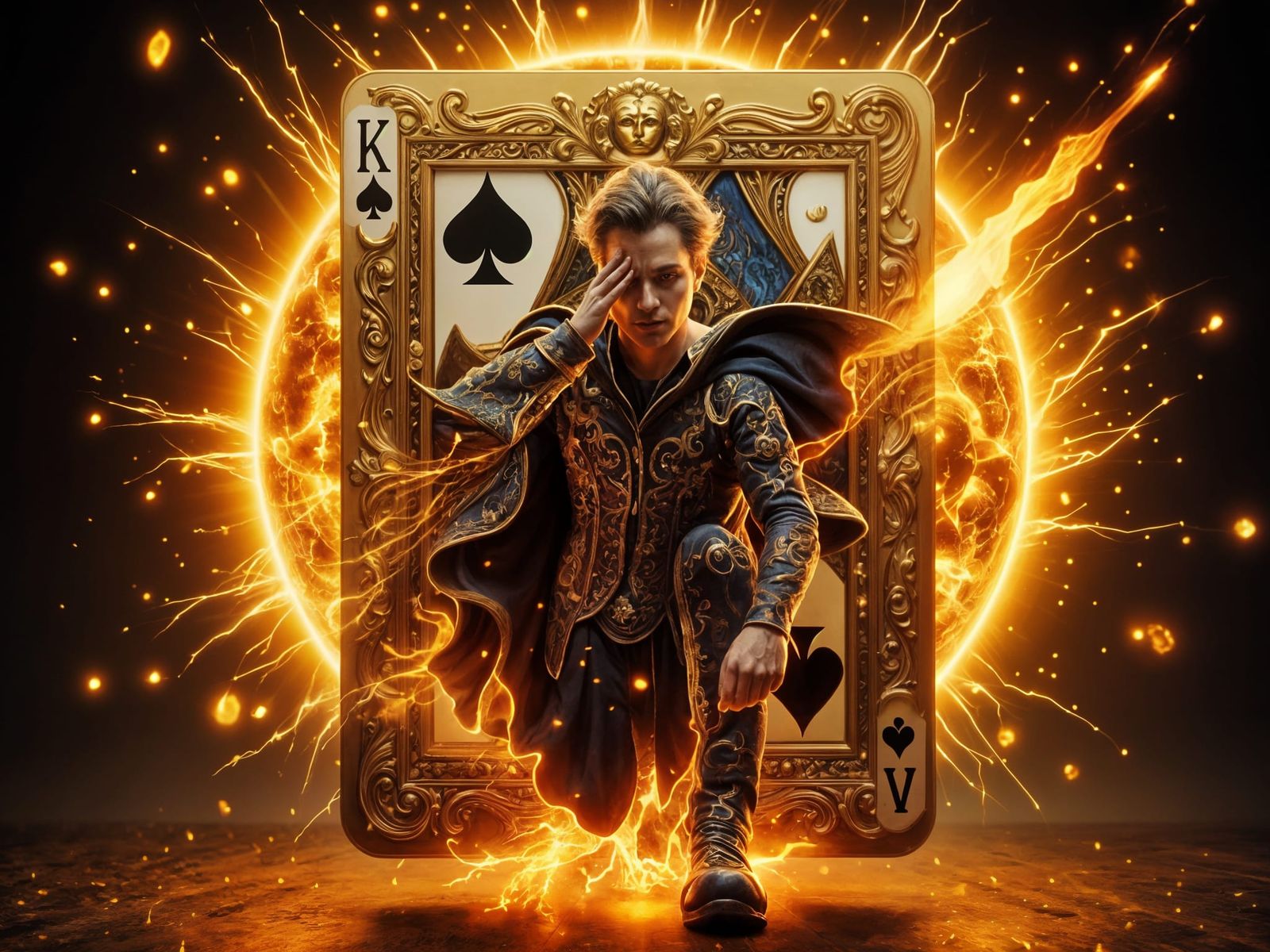 A Baroque Jester Breaks Free from Arcane Flames