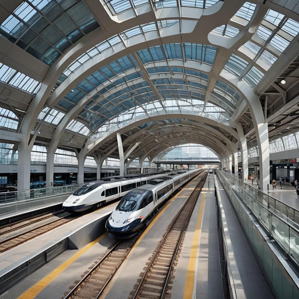 Modern Luxury Train Station with Glass Walls