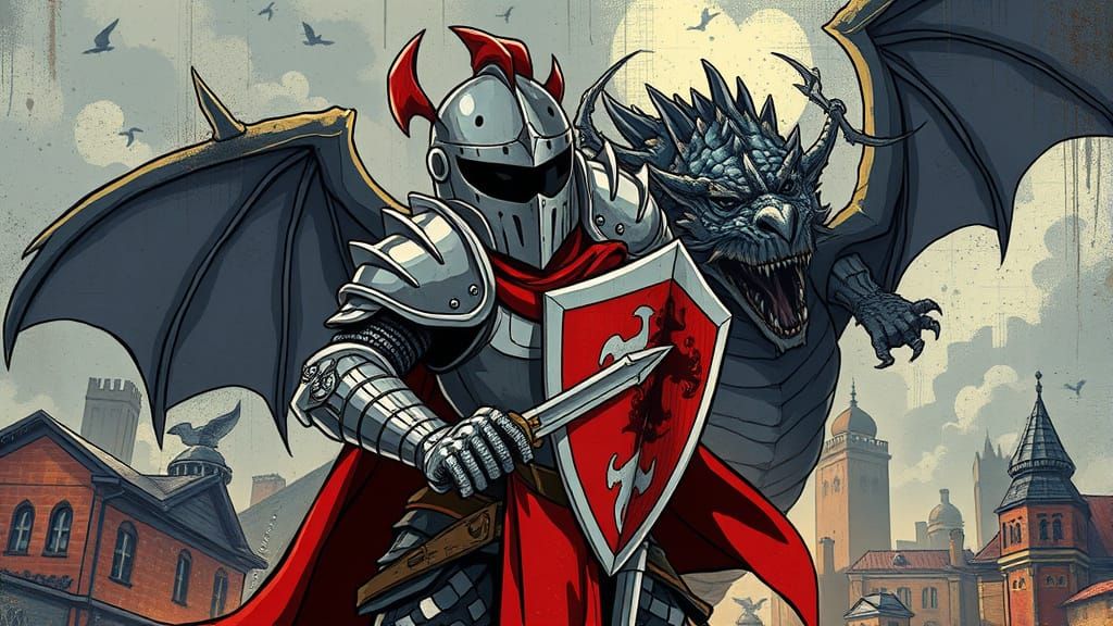 Cyberpunk Dragon Knight in Urban Fantasy