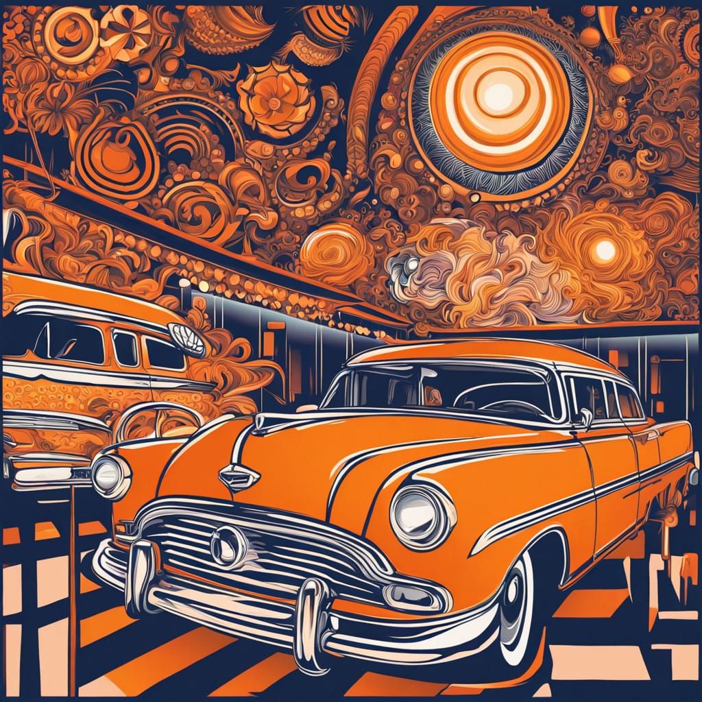 Retro American Diner Scene in Vibrant Colors