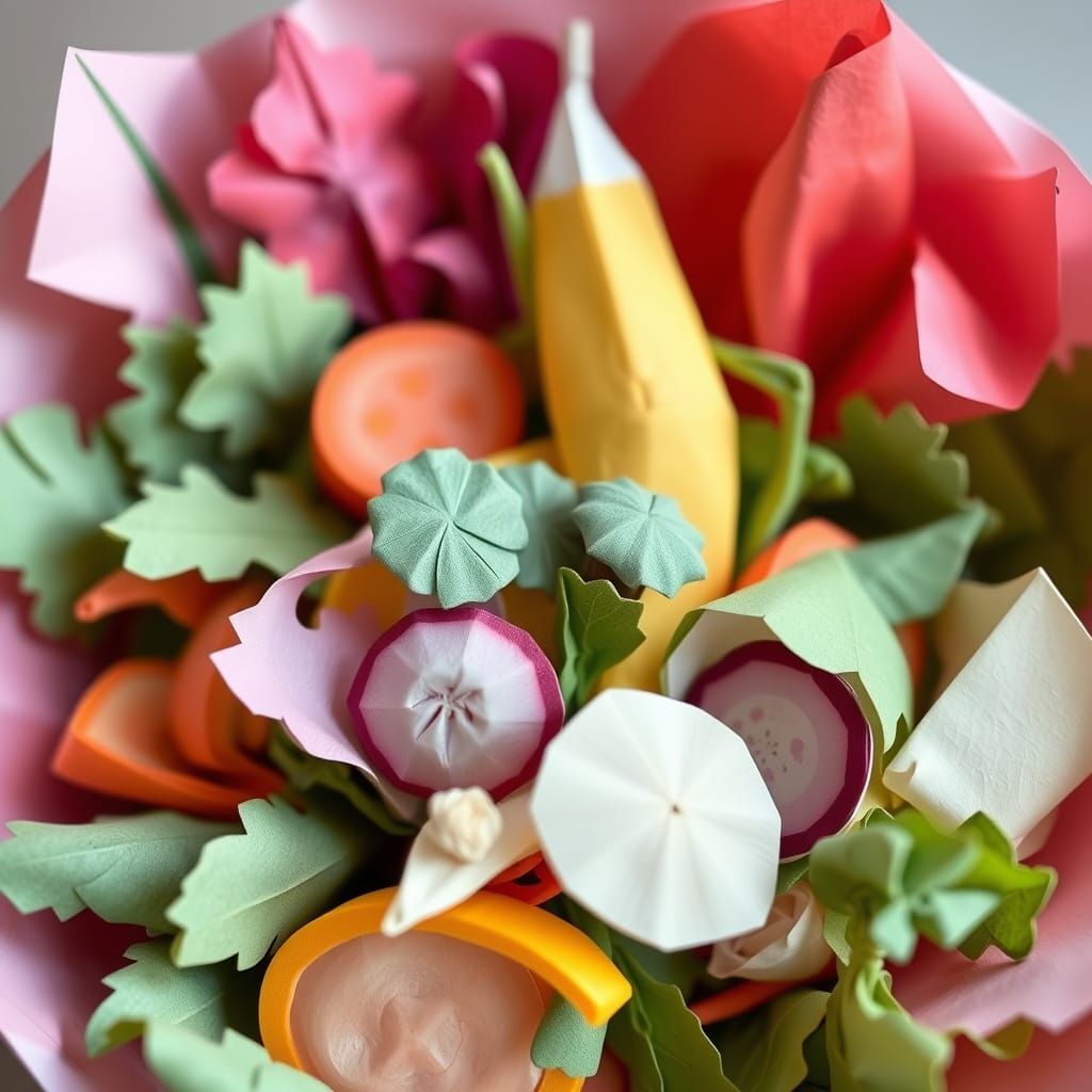 Origami Salad: Paper Vegetables in Pop Art Style