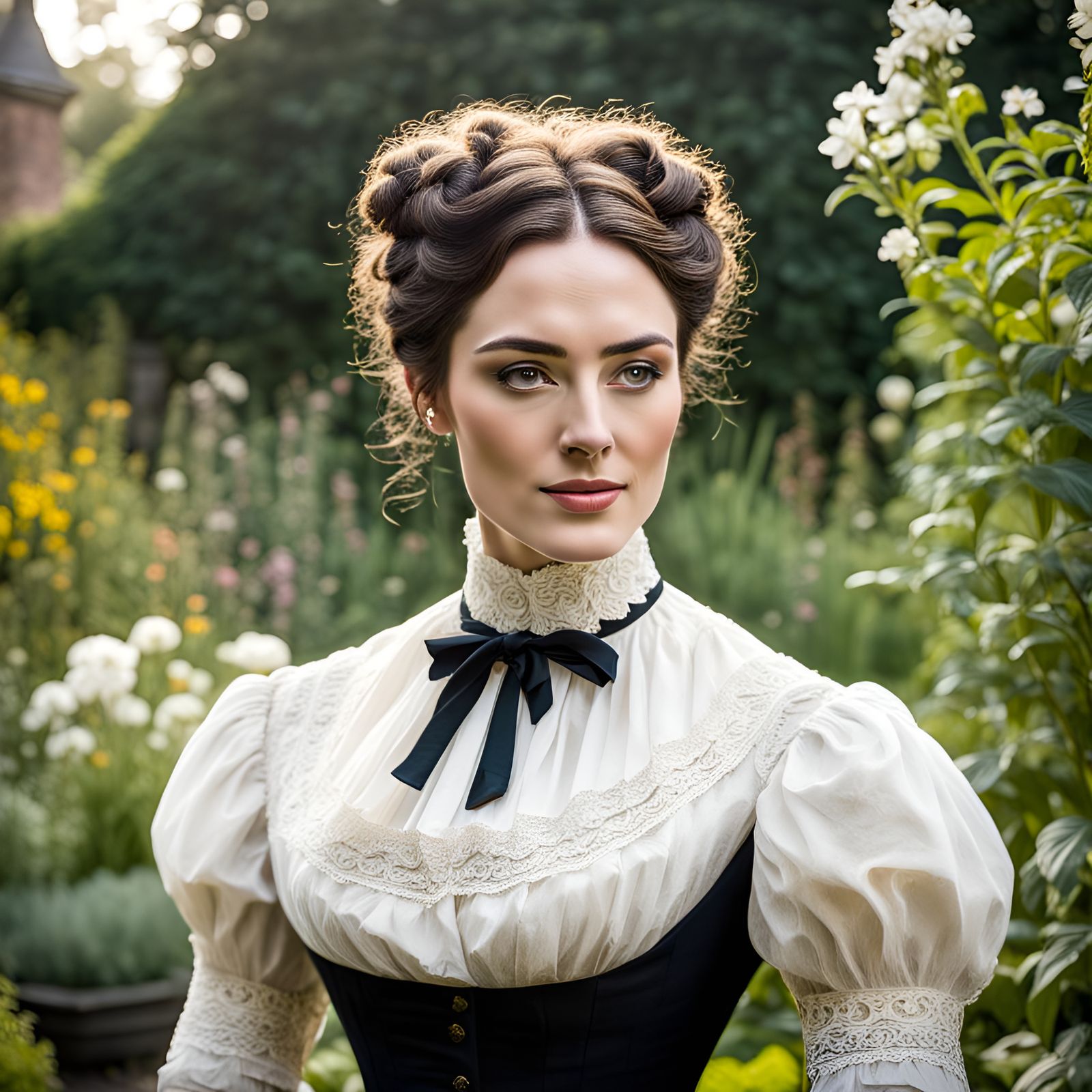 Victorian Woman in Garden Portrait