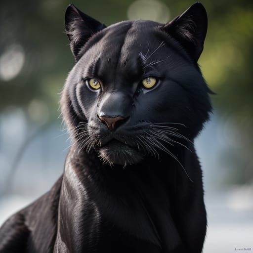 Majestic Black Panther Portrait in Natural Lighting