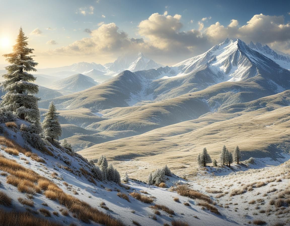 Summer to Winter Mountain Landscape